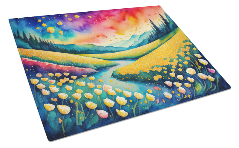 Buttercups in Color Glass Cutting Boards – Durable, Decorative Kitchen Art Large