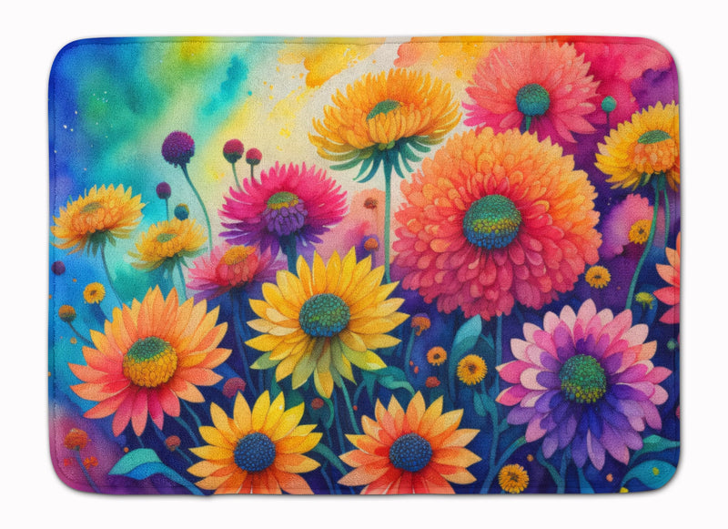 Chrysanthemums in Color Memory Foam Kitchen Mat