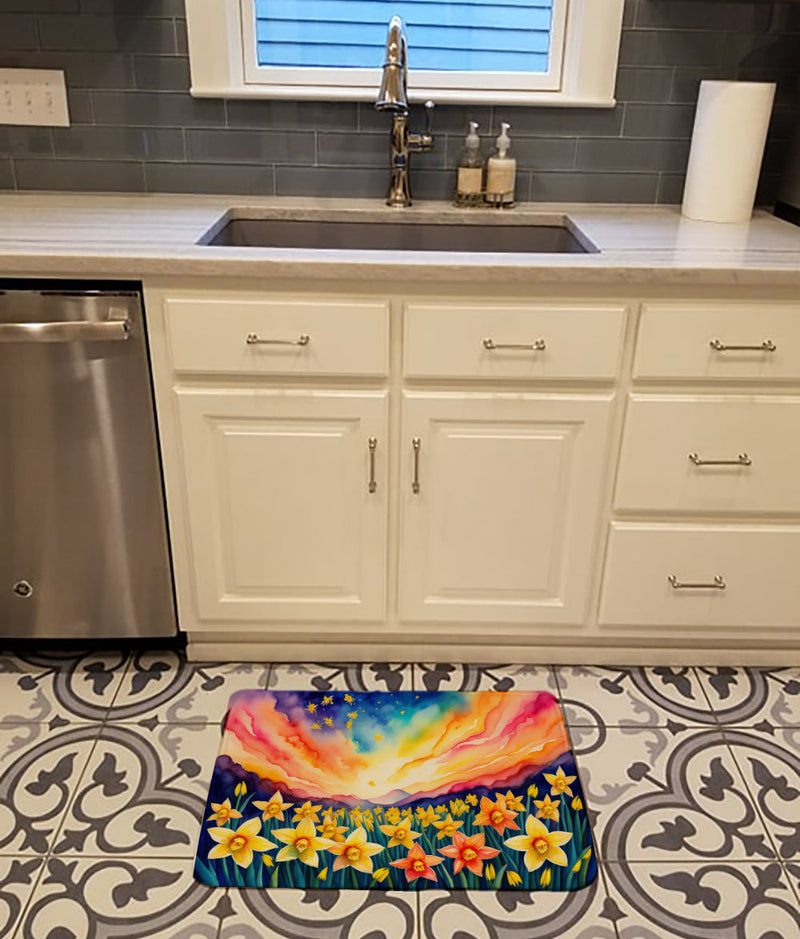 Daffodils in Color Memory Foam Kitchen Mat