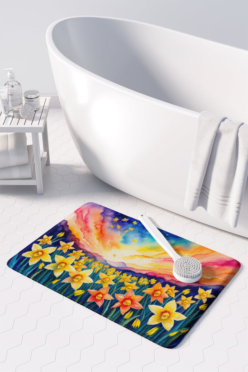 Daffodils in Color Memory Foam Kitchen Mat