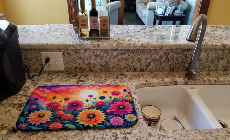 Dahlias in Color Dish Drying Mat