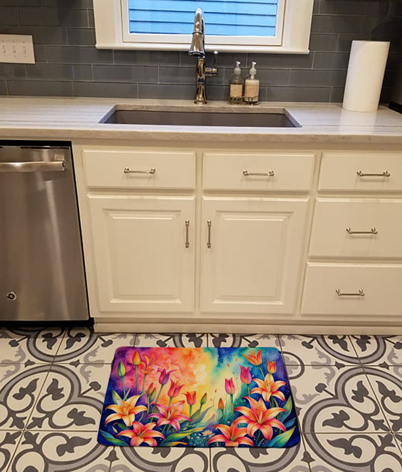 Lilies in Color Memory Foam Kitchen Mat