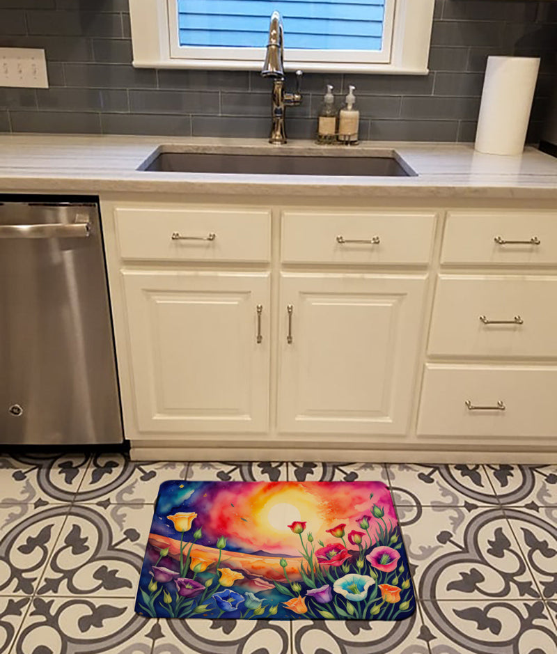 Lisianthus in Color Memory Foam Kitchen Mat