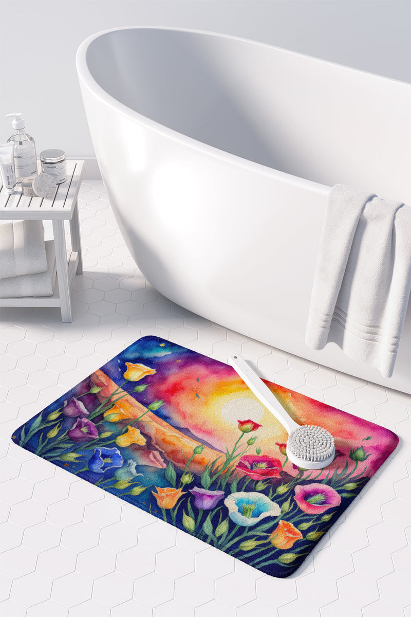 Lisianthus in Color Memory Foam Kitchen Mat