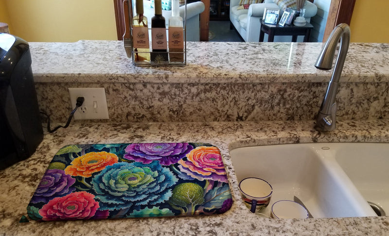 Ornamental Kale in Color Dish Drying Mat
