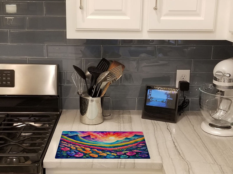 Petunias in Color Glass Cutting Boards – Durable, Decorative Kitchen Art Large