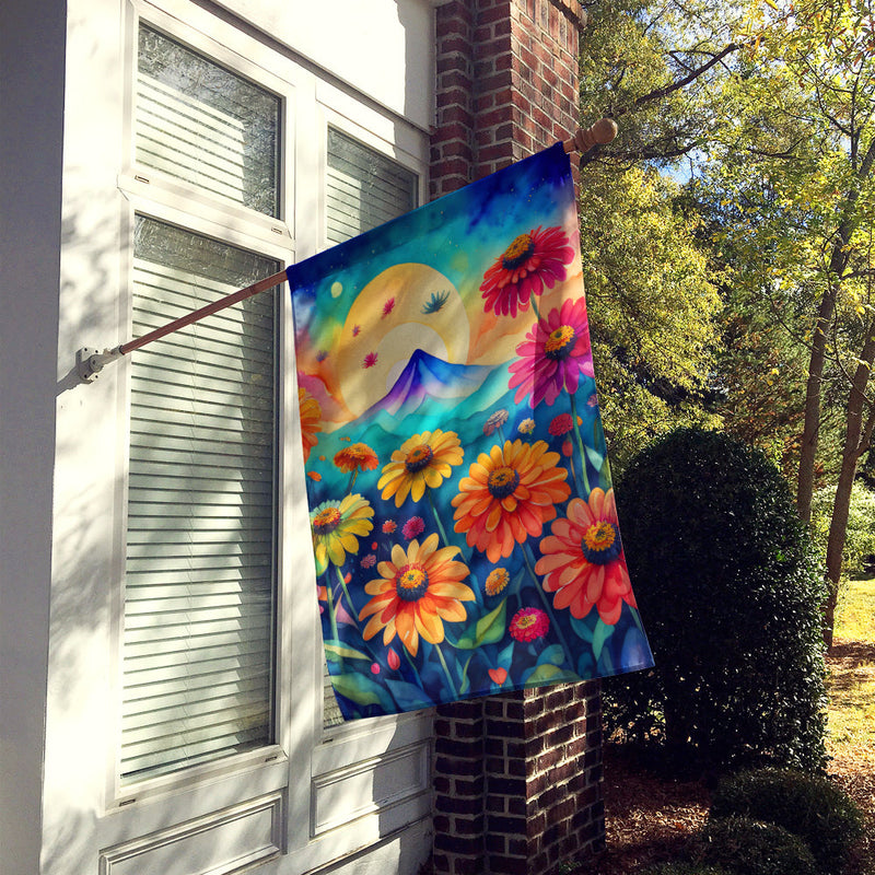 Zinnias in Color House Flag