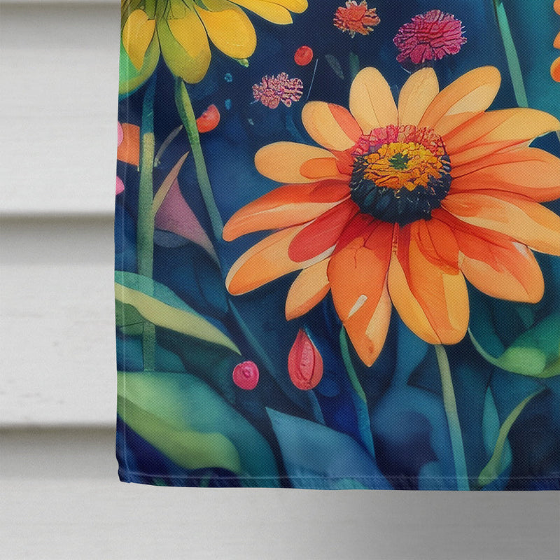 Zinnias in Color House Flag