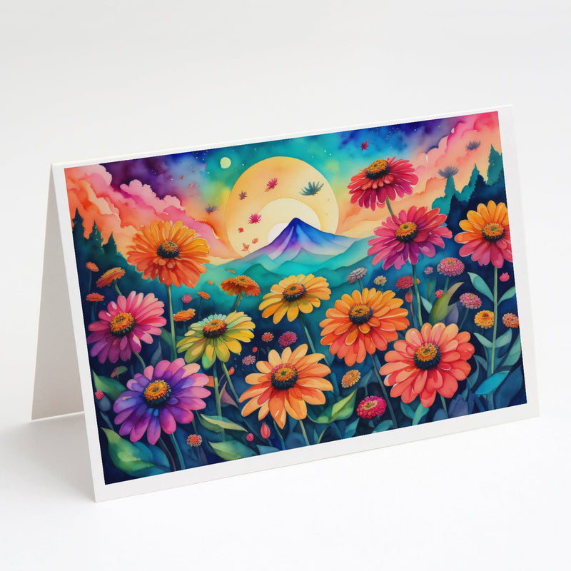 Zinnias in Color Greeting Cards and Envelopes Pack of 8