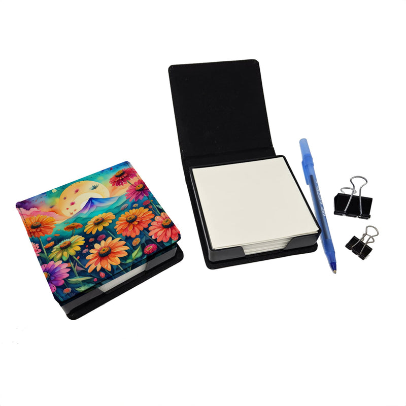 Zinnias in Color PU Leather Note Paper Holder