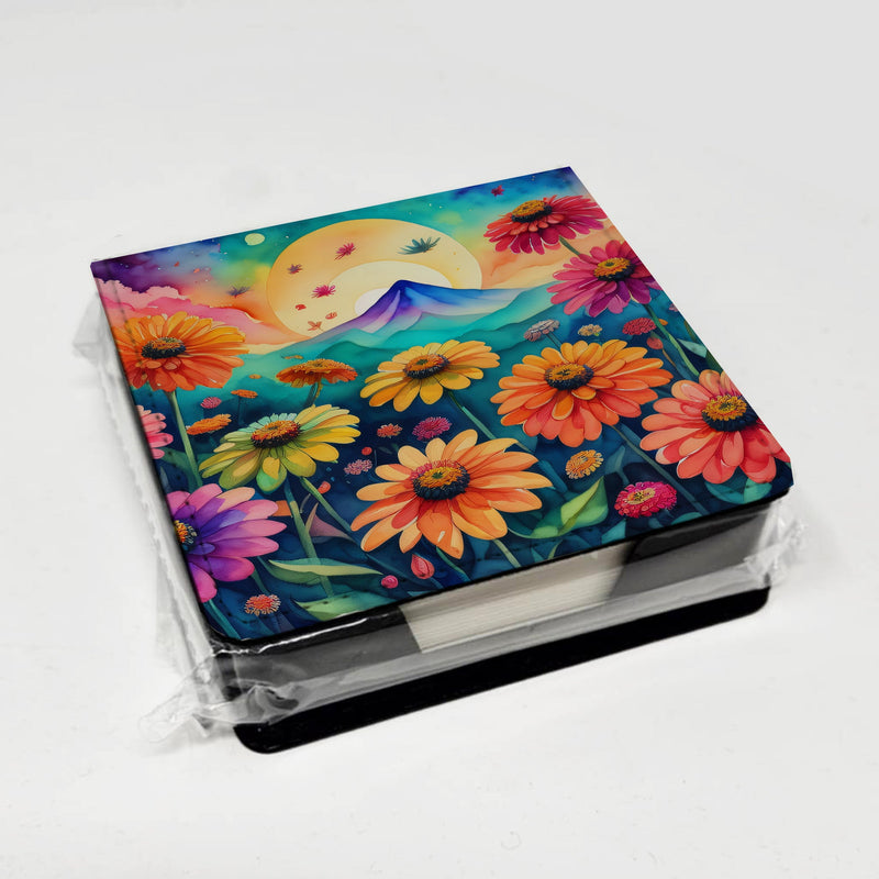 Zinnias in Color PU Leather Note Paper Holder