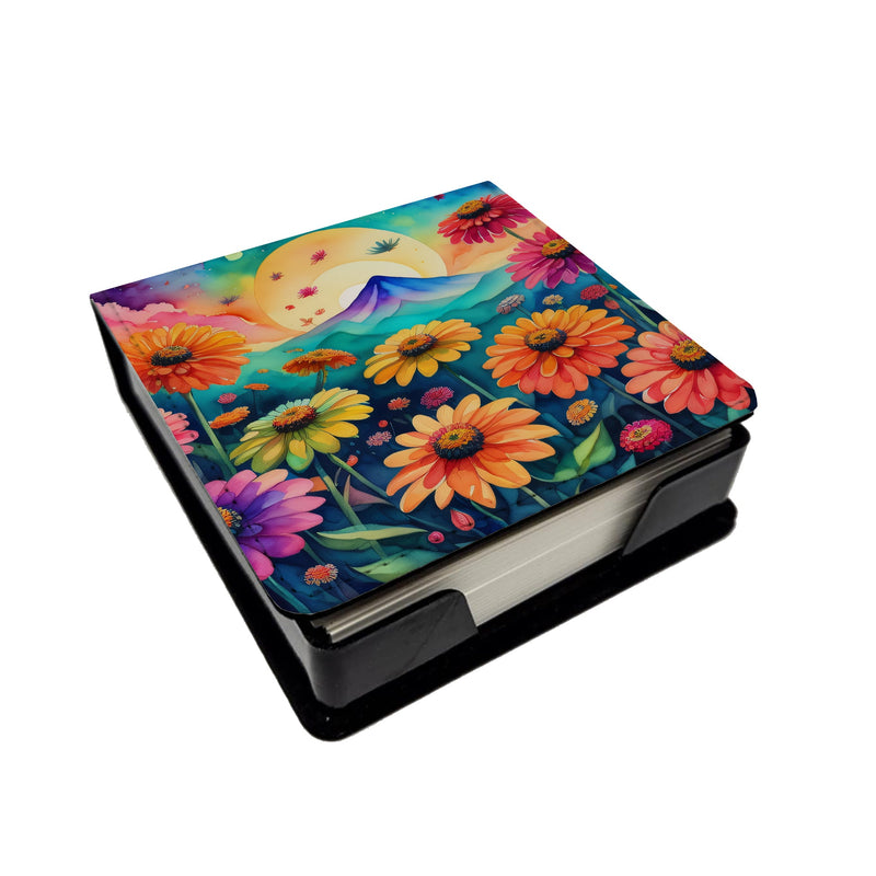 Zinnias in Color PU Leather Note Paper Holder