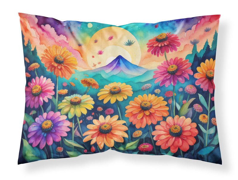 Zinnias in Color Fabric Standard Pillowcase