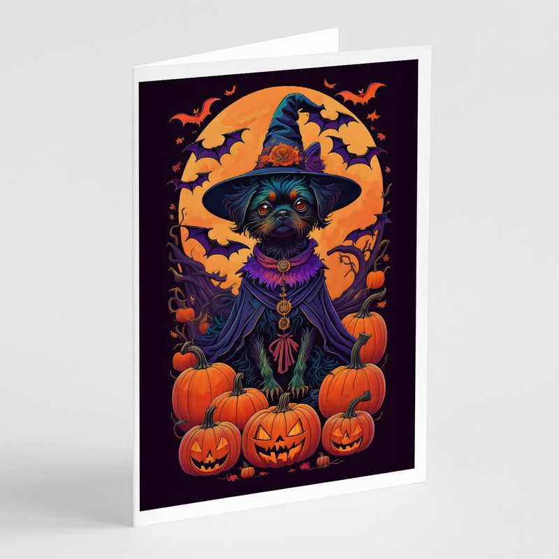 Affenpinscher Witchy Halloween Greeting Cards and Envelopes Pack of 8