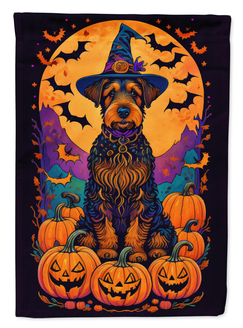 Airedale Terrier Witchy Halloween House Flag