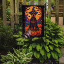 Airedale Terrier Witchy Halloween Garden Flag – Witch Dog with Pumpkins, Bats & Jack-o'-Lanterns
