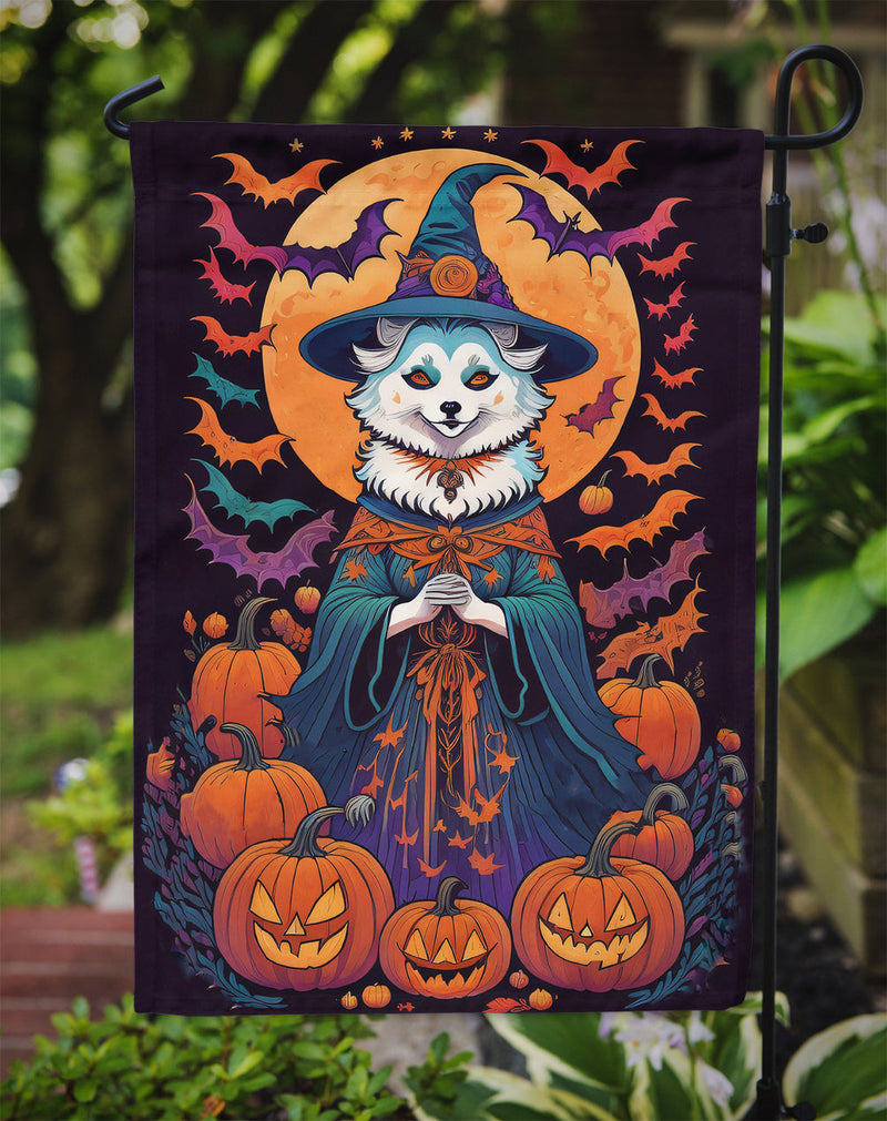 American Eskimo Witchy Halloween Garden Flag