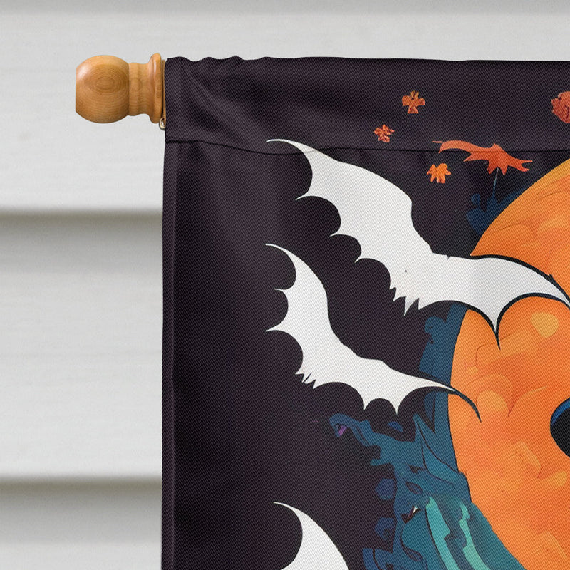 White Boxer Witchy Halloween House Flag