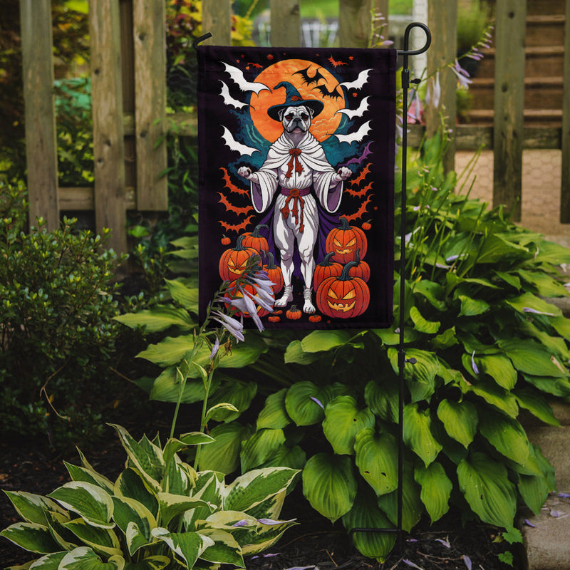 White Boxer Witchy Halloween Garden Flag