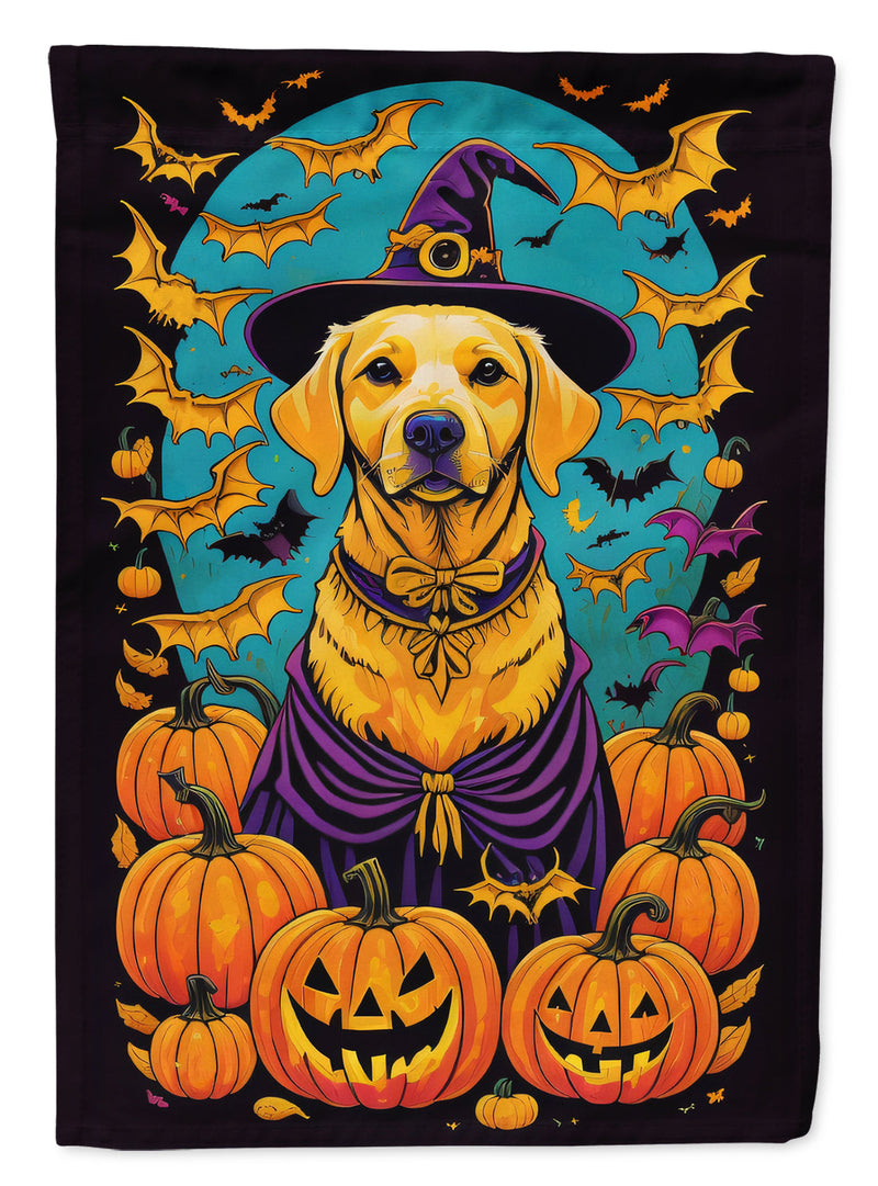 Yellow Labrador Retriever Witchy Halloween Garden Flag