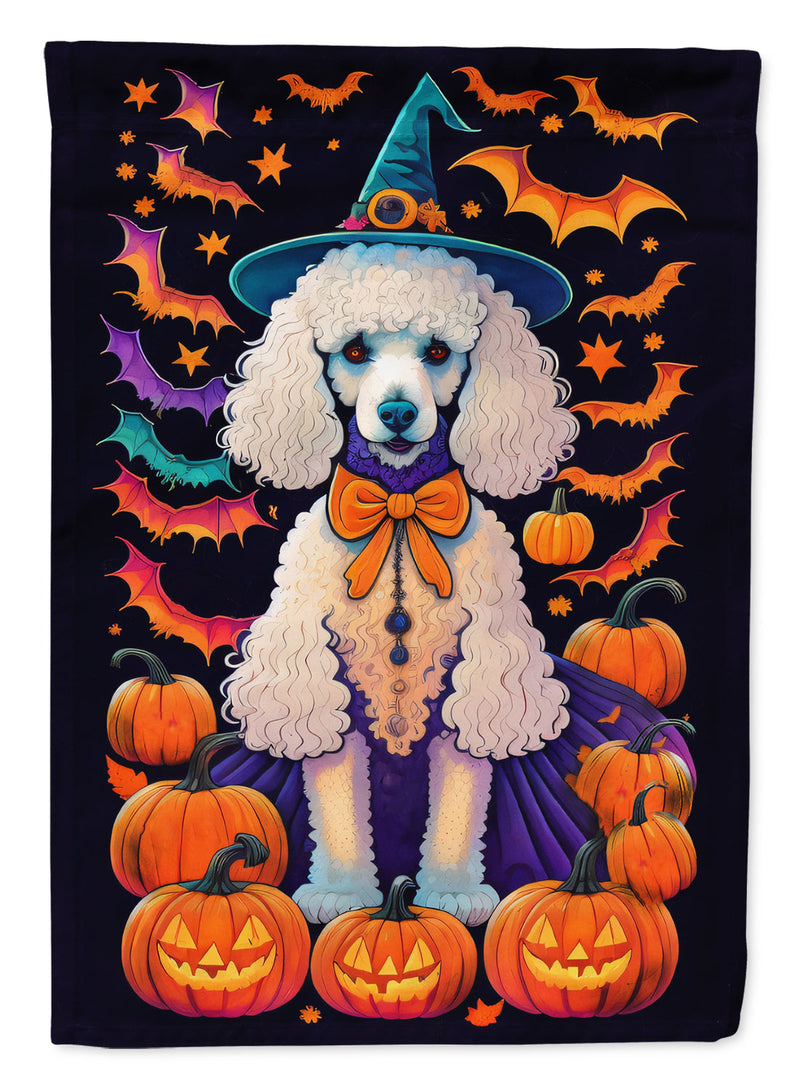 White Standard Poodle Witchy Halloween Garden Flag