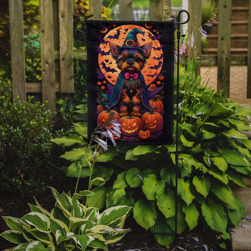 Yorkie Witchy Halloween Garden Flag