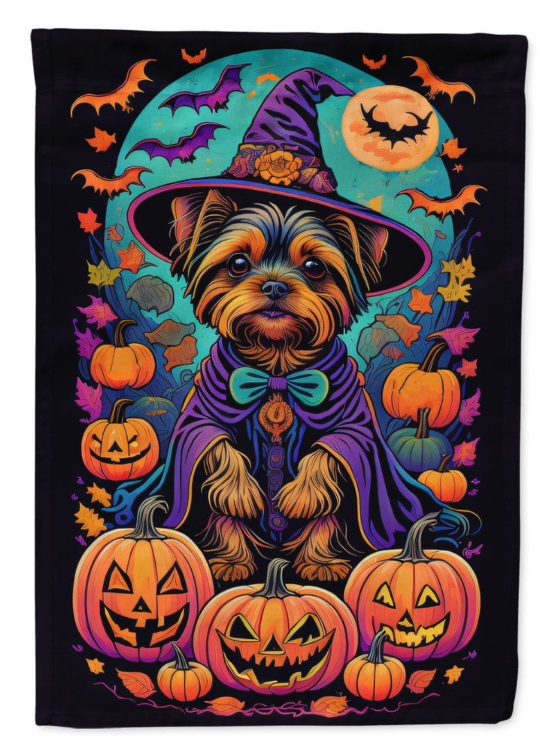 Yorkie Witchy Halloween House Flag