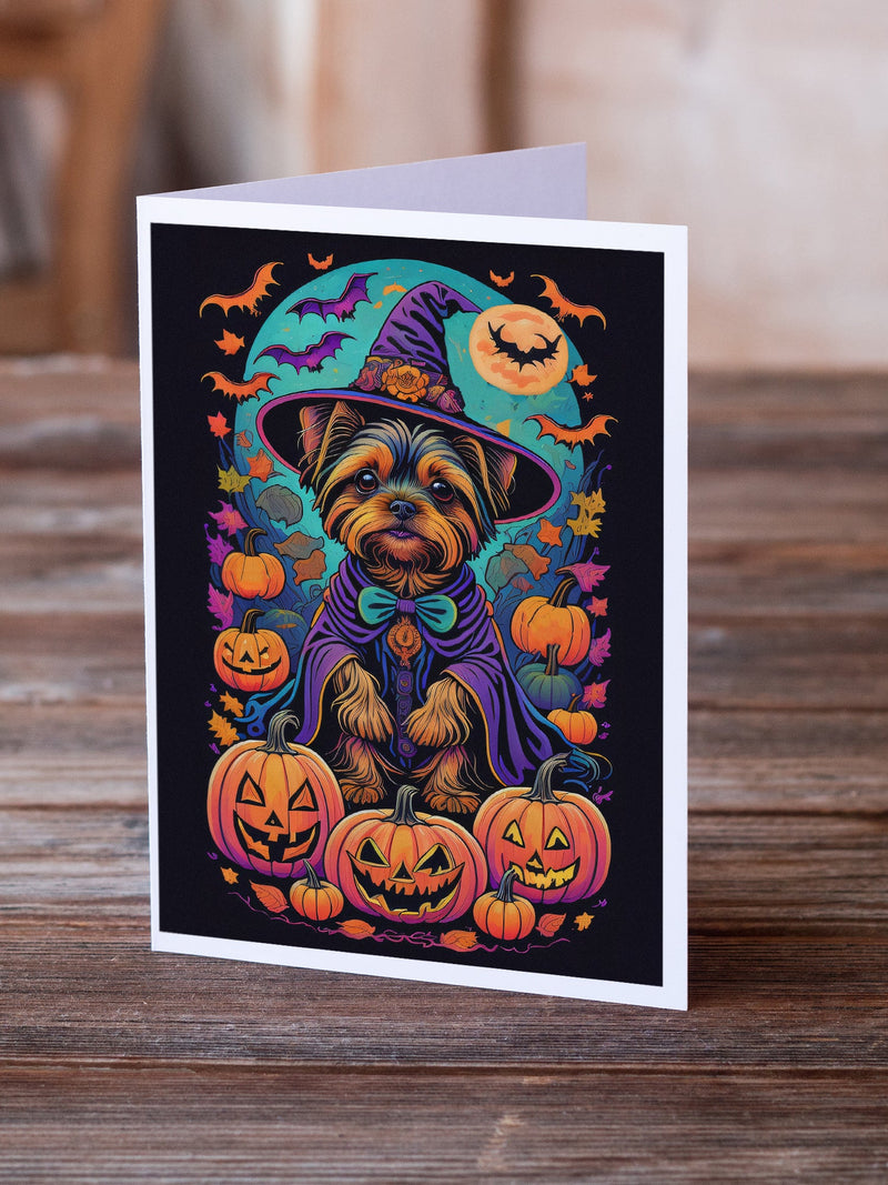 Yorkie Witchy Halloween Greeting Cards and Envelopes Pack of 8