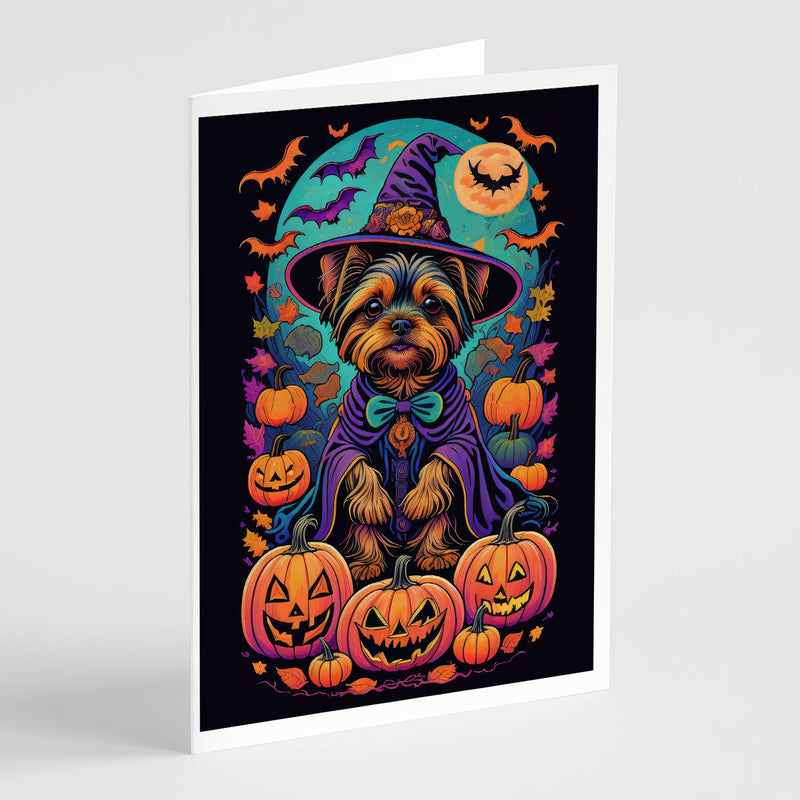 Yorkie Witchy Halloween Greeting Cards and Envelopes Pack of 8