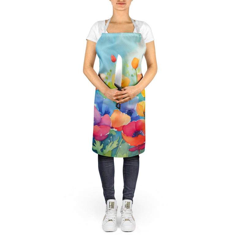Anemones in Watercolor Apron – Artist-Designed Kitchen, BBQ & Craft Apron
