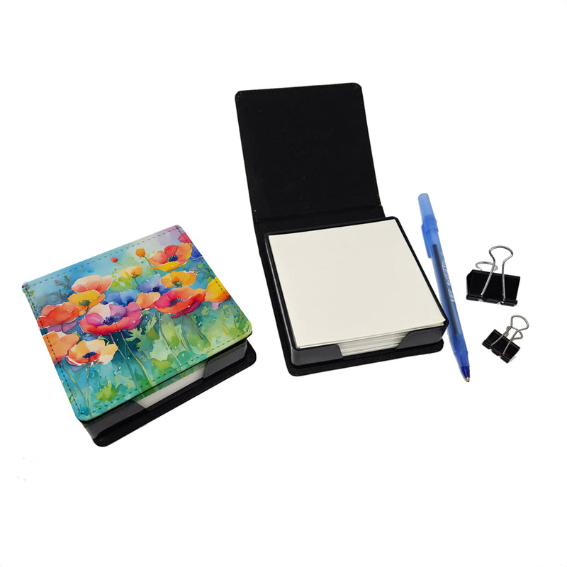 Anemones in Watercolor PU Leather Note Paper Holder