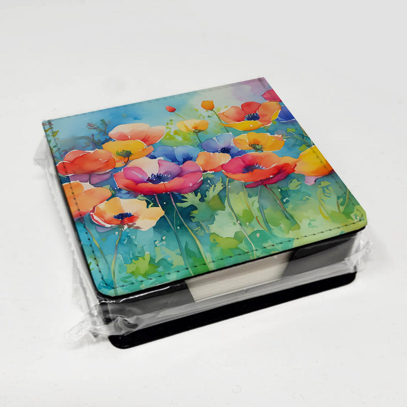 Anemones in Watercolor PU Leather Note Paper Holder