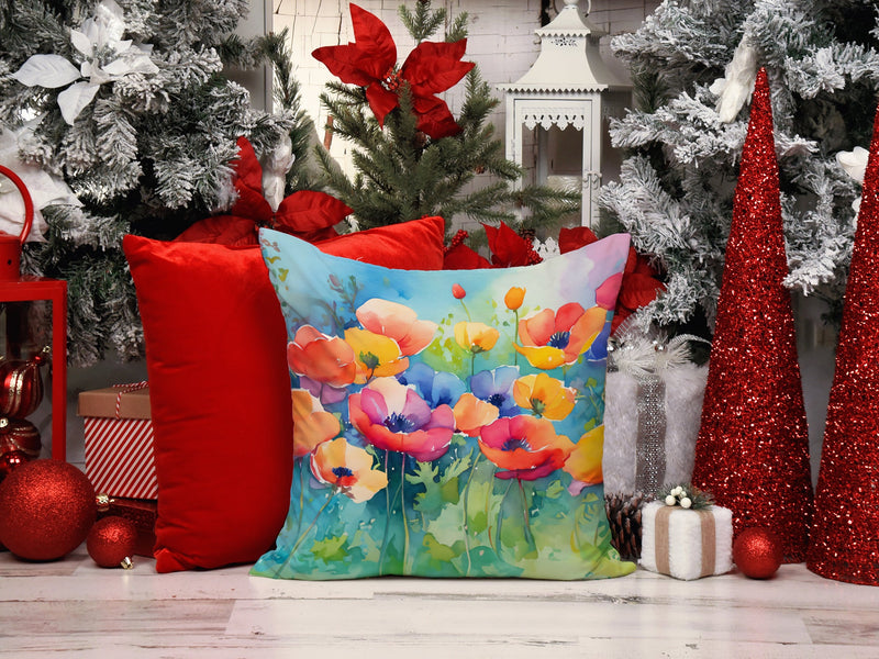 Anemones in Watercolor Throw Pillow - 14x14 Decorative Pillow – Art for Your Home & Patio