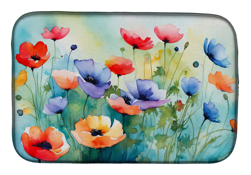 Anemones in Watercolor Dish Drying Mat