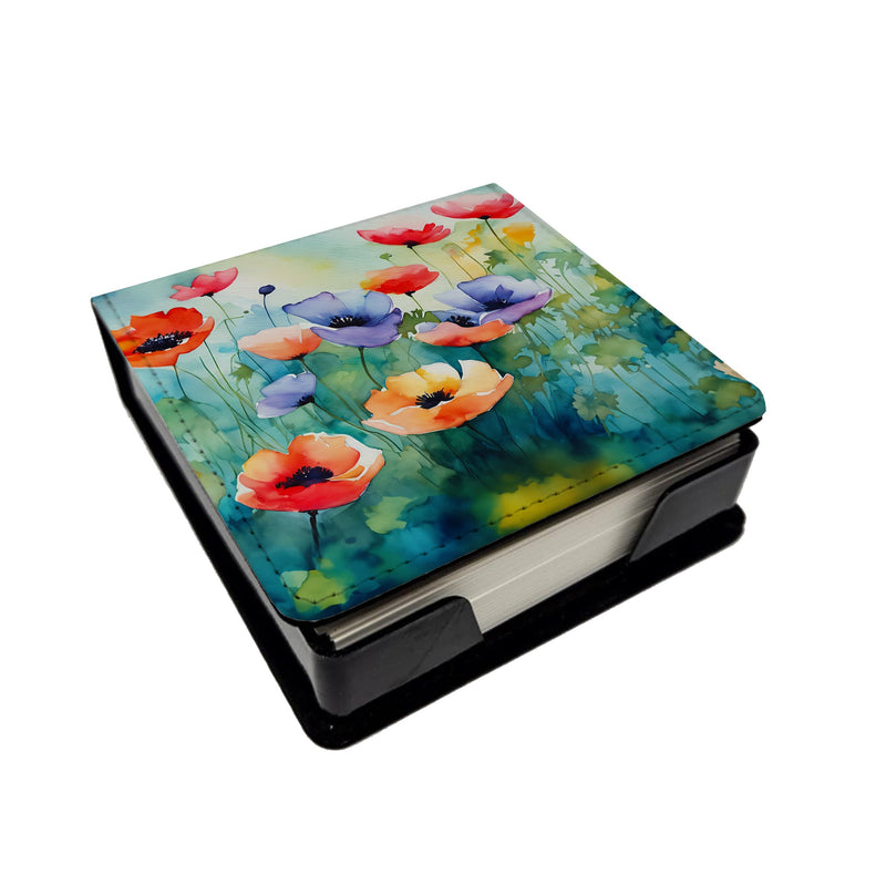 Anemones in Watercolor PU Leather Note Paper Holder