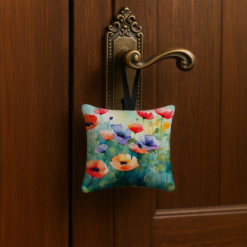Anemones in Watercolor Hanging Square Fabric Ornament 3.5 × 3.5