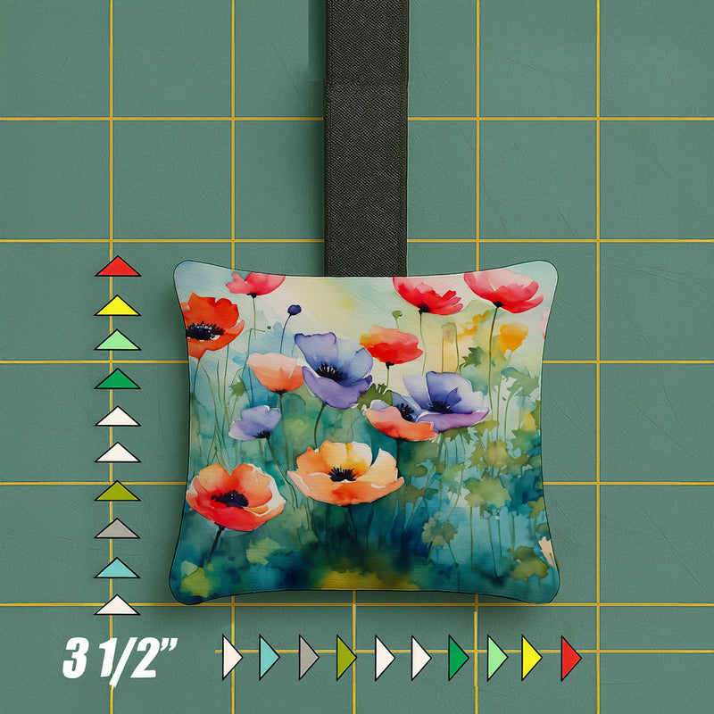 Anemones in Watercolor Hanging Square Fabric Ornament 3.5 × 3.5