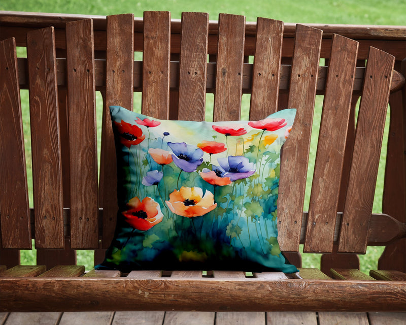 Anemones in Watercolor Throw Pillow - 14x14 Decorative Pillow – Art for Your Home & Patio
