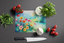 Anemones in Watercolor Glass Cutting Boards – Durable, Decorative Kitchen Art Large