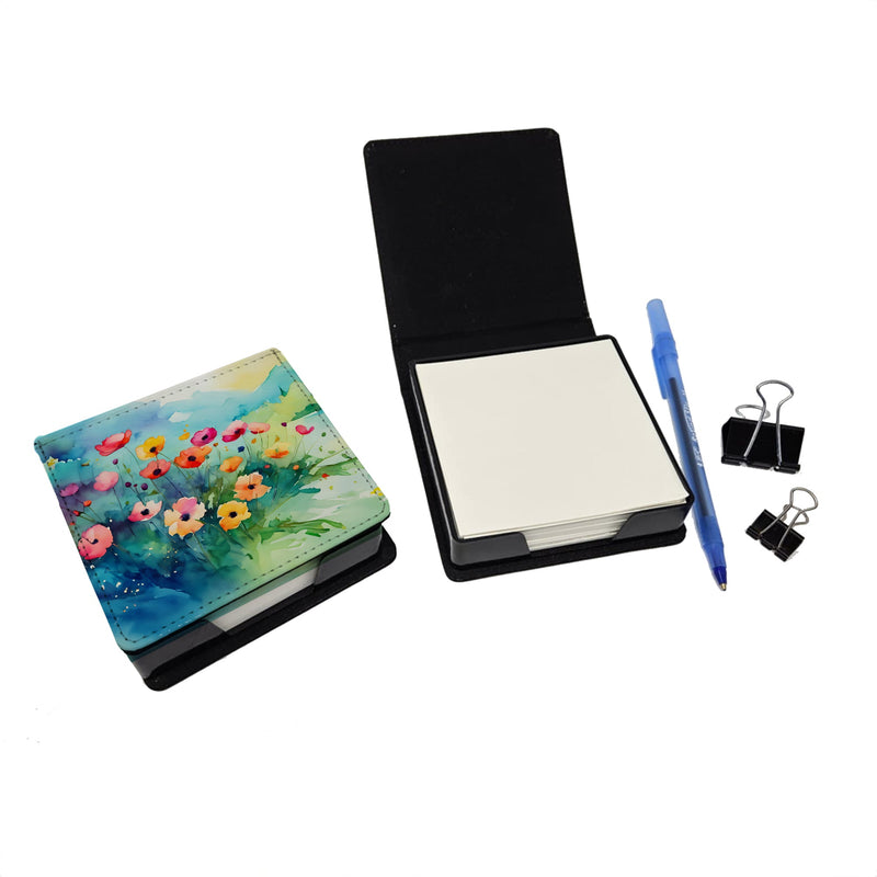 Anemones in Watercolor PU Leather Note Paper Holder