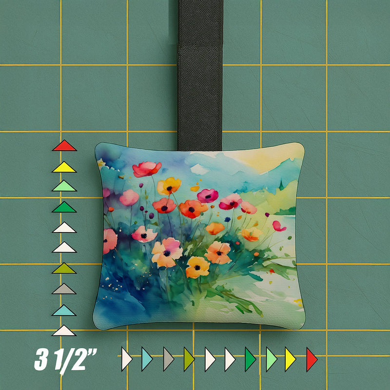 Anemones in Watercolor Hanging Square Fabric Ornament 3.5 × 3.5
