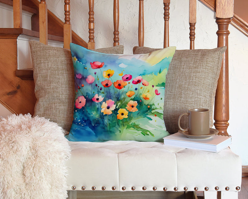 Anemones in Watercolor Throw Pillow - 14x14 Decorative Pillow – Art for Your Home & Patio