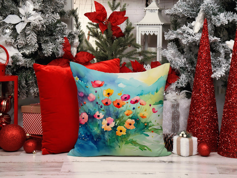 Anemones in Watercolor Throw Pillow - 14x14 Decorative Pillow – Art for Your Home & Patio