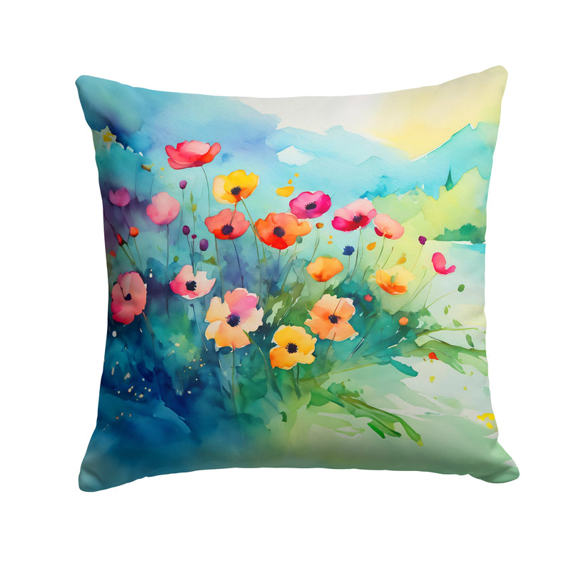 Anemones in Watercolor Throw Pillow - 14x14 Decorative Pillow – Art for Your Home & Patio