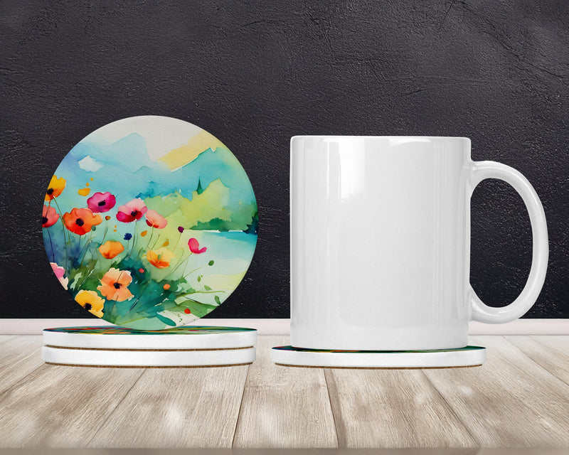 Anemones in Watercolor Large Sandstone Coasters Pack of 4