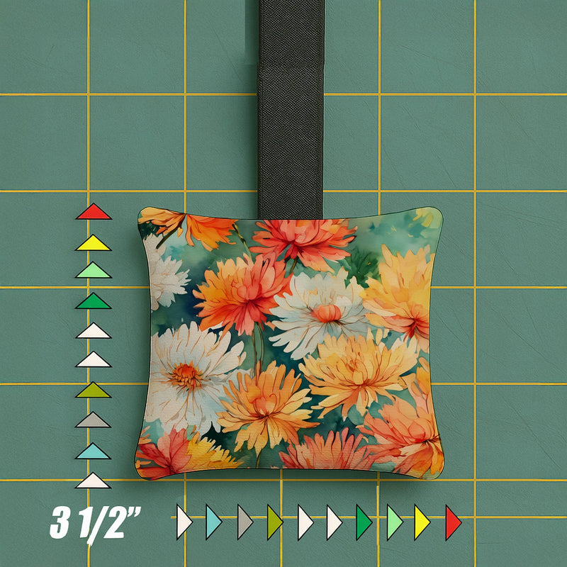 Chrysanthemums in Watercolor Hanging Square Fabric Ornament 3.5 × 3.5
