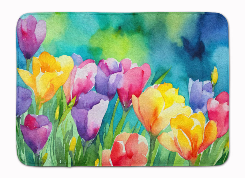 Freesias in Watercolor Memory Foam Kitchen Mat