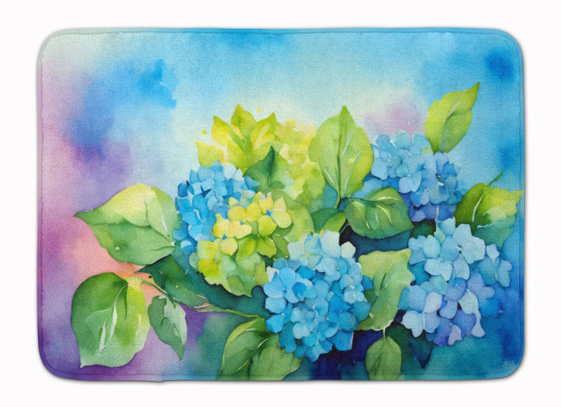 Hydrangeas in Watercolor Memory Foam Kitchen Mat
