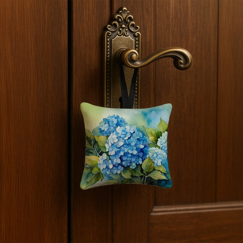 Hydrangeas in Watercolor Hanging Square Fabric Ornament 3.5 × 3.5