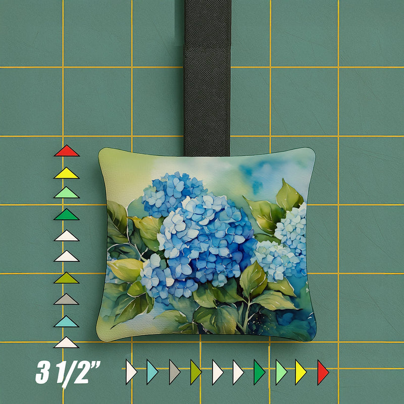 Hydrangeas in Watercolor Hanging Square Fabric Ornament 3.5 × 3.5